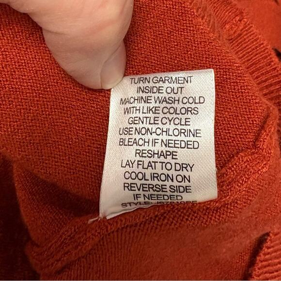 Love Ellie Sweater, Burnt Orange V Neck, Cris Cross Straps, Long Sleeve, Size XS - Picture 8 of 9